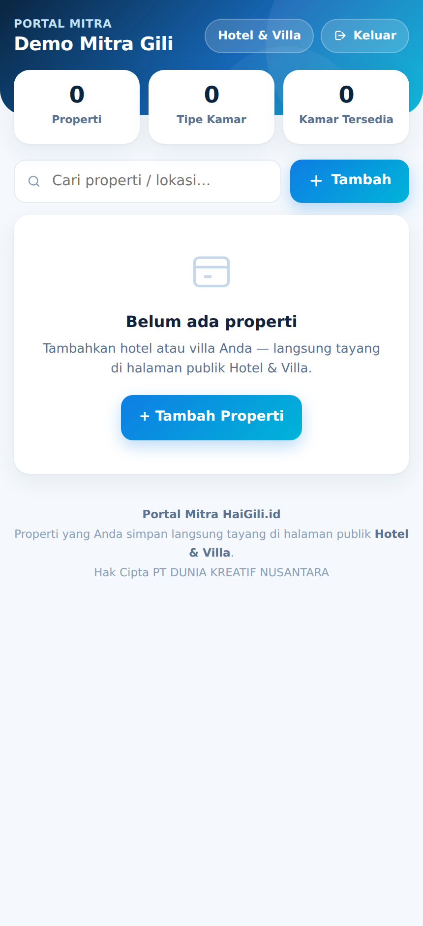 Dashboard awal
