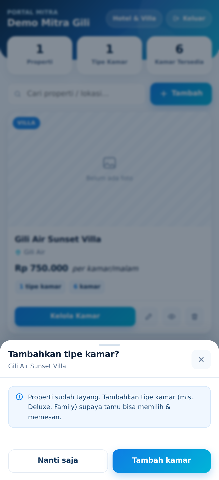 Prompt tambah tipe kamar