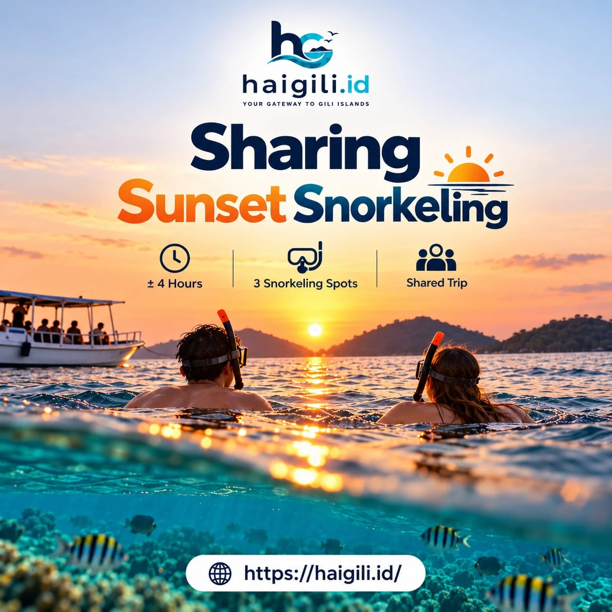 Sharing Sunset Snorkeling Tramena — Snorkeling di Gili Trawangan